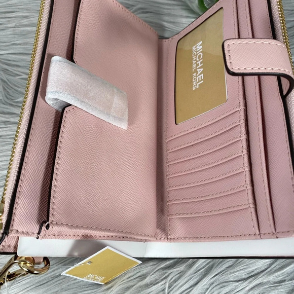 Michael Kors Pink Jet Set Travel Leather Wristlet - Picture 6 of 8